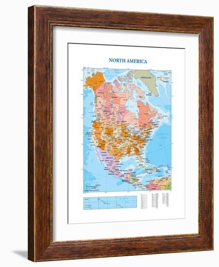 Map of North America-null-Framed Premium Giclee Print