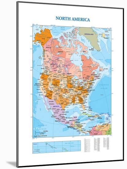 Map of North America-null-Mounted Premium Giclee Print