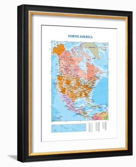 Map of North America-null-Framed Premium Giclee Print