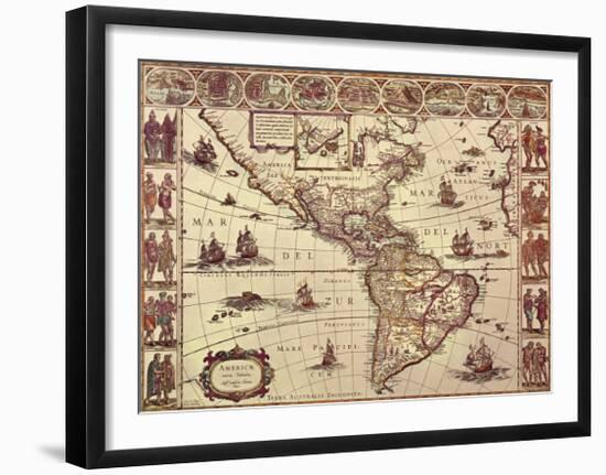 Map of North and South America-Joan Blaeu-Framed Art Print