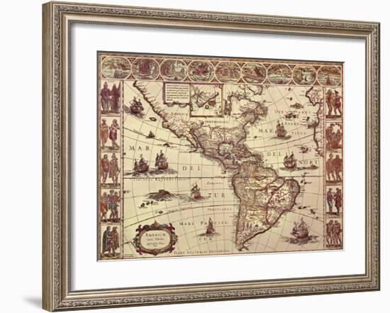 Map of North and South America-Joan Blaeu-Framed Art Print