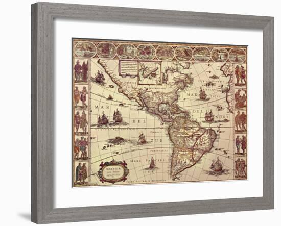 Map of North and South America-Joan Blaeu-Framed Art Print