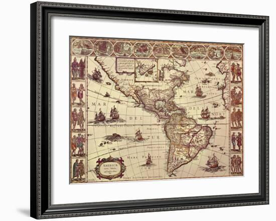 Map of North and South America-Joan Blaeu-Framed Art Print