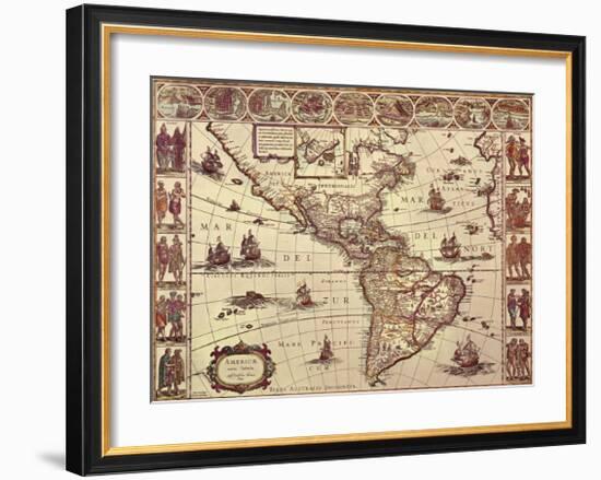 Map of North and South America-Joan Blaeu-Framed Art Print