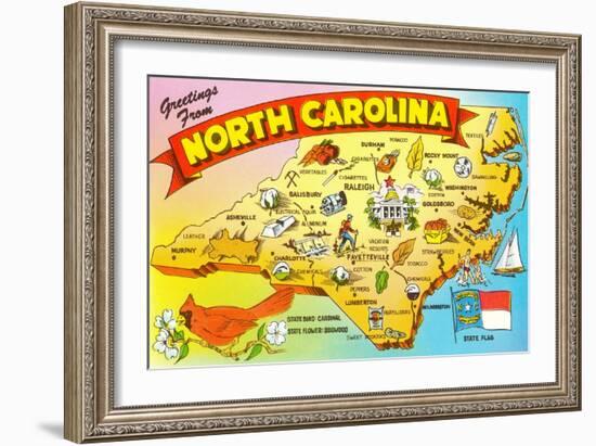 Map of North Carolina-null-Framed Art Print