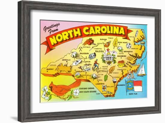 Map of North Carolina-null-Framed Art Print