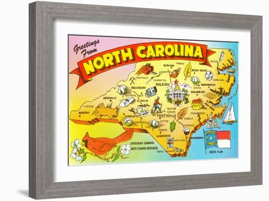 Map of North Carolina-null-Framed Art Print