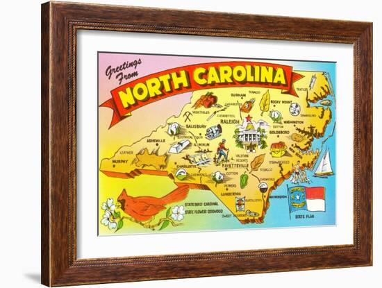 Map of North Carolina-null-Framed Art Print