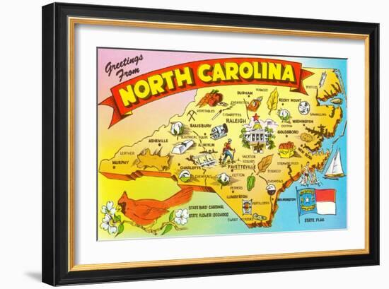 Map of North Carolina-null-Framed Art Print