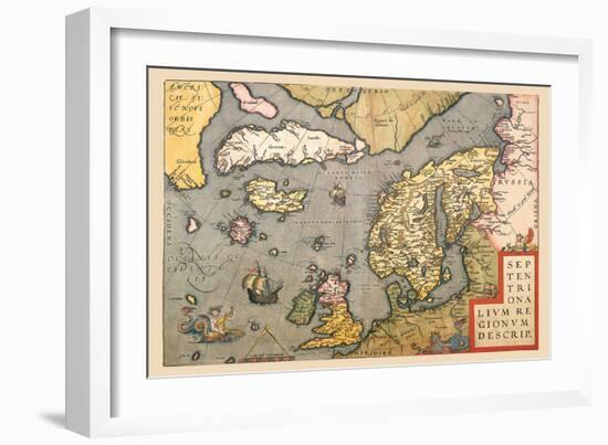 Map of North Sea-Abraham Ortelius-Framed Art Print