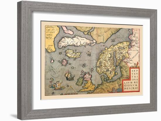 Map of North Sea-Abraham Ortelius-Framed Art Print