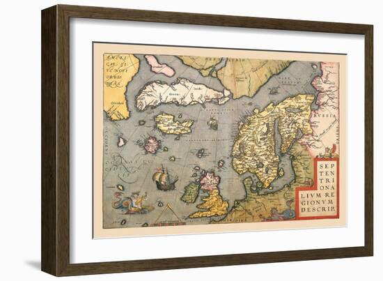 Map of North Sea-Abraham Ortelius-Framed Art Print