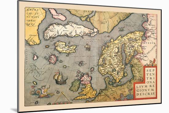 Map of North Sea-Abraham Ortelius-Mounted Art Print