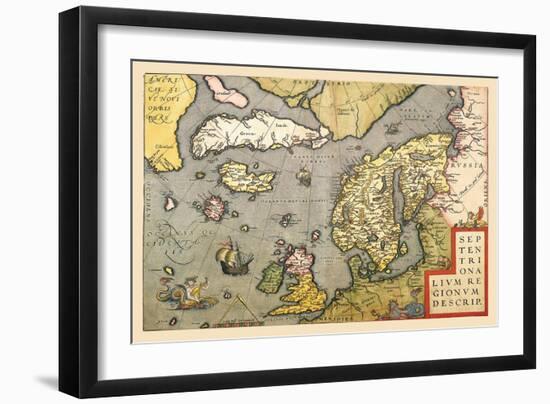 Map of North Sea-Abraham Ortelius-Framed Art Print