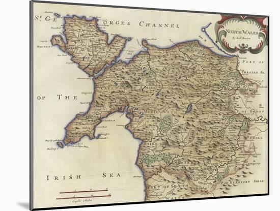 Map of North Wales-Robert Morden-Mounted Giclee Print