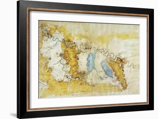 Map of North-West of Tuscany from Florence to Sea-Leonardo da Vinci-Framed Giclee Print