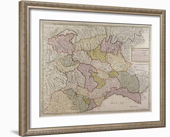 Map of North-Western Italy and Savoy-null-Framed Giclee Print