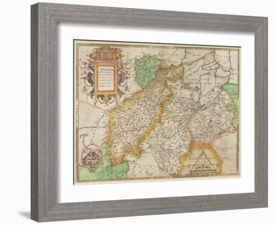 Map of Northampton and Adjacent Counties, from 'Atlas of England and Wales', 1576-Christopher Saxton-Framed Giclee Print