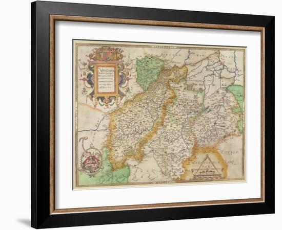 Map of Northampton and Adjacent Counties, from 'Atlas of England and Wales', 1576-Christopher Saxton-Framed Giclee Print