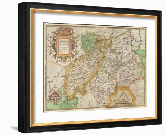 Map of Northampton and Adjacent Counties, from 'Atlas of England and Wales', 1576-Christopher Saxton-Framed Giclee Print