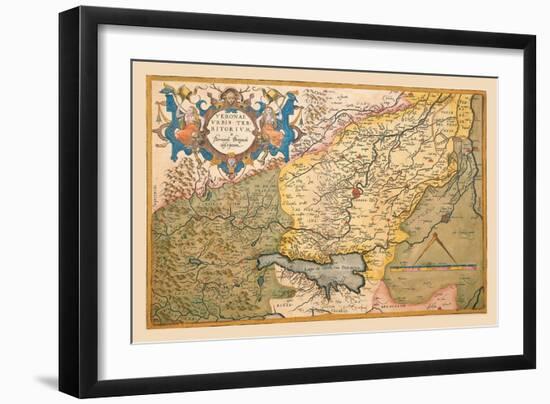 Map of Northeastern Italy, Verona-Abraham Ortelius-Framed Art Print