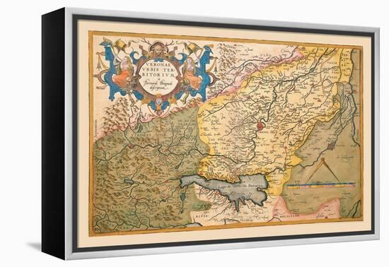 Map of Northeastern Italy, Verona-Abraham Ortelius-Framed Stretched Canvas
