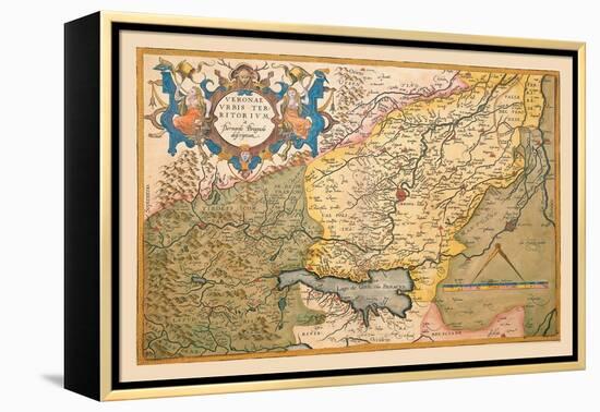 Map of Northeastern Italy, Verona-Abraham Ortelius-Framed Stretched Canvas