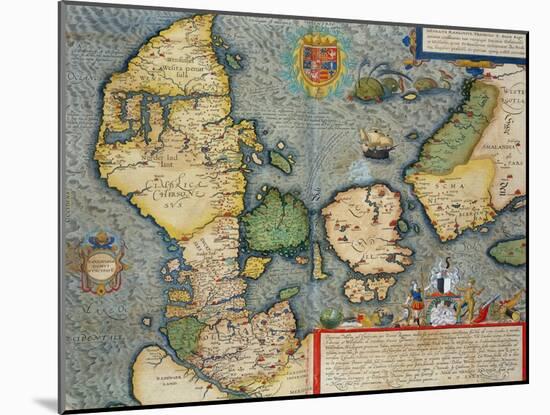 Map of Northern Europe, from Civitates Orbis Terrarum by Georg Braun-Joris Hoefnagel-Mounted Giclee Print