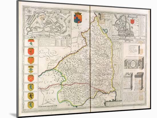 Map of Northumberland, from 'The Theatre of the Empire of Great Britaine', 1611-12-John Speed-Mounted Giclee Print