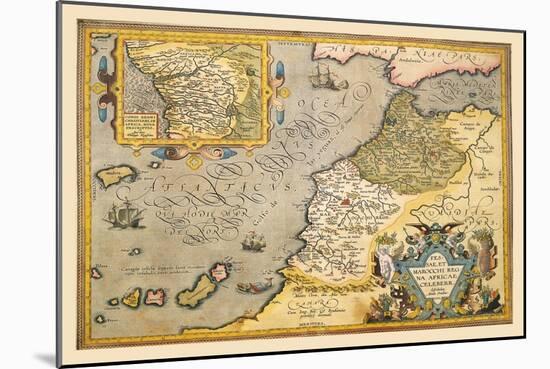 Map of Northwestern Africa-Abraham Ortelius-Mounted Art Print