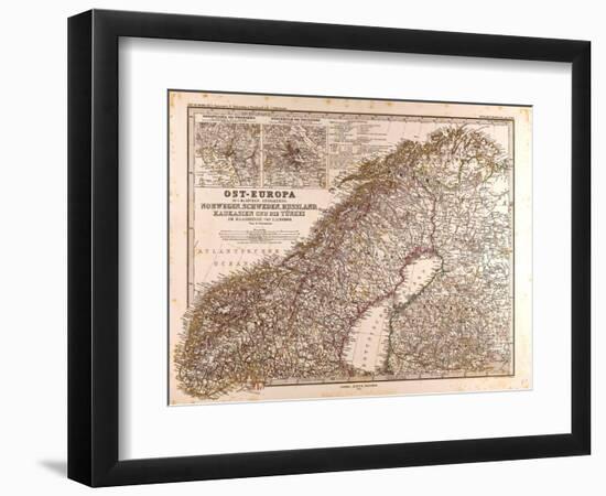 Map of Norway and Sweden, 1872-null-Framed Giclee Print