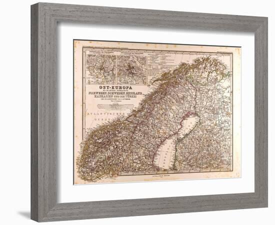 Map of Norway and Sweden, 1872-null-Framed Giclee Print