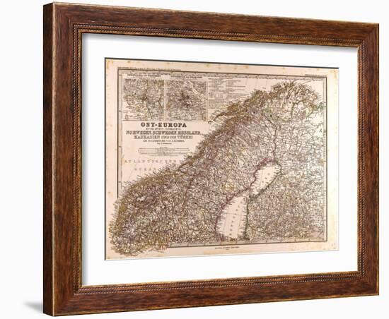 Map of Norway and Sweden, 1872-null-Framed Giclee Print