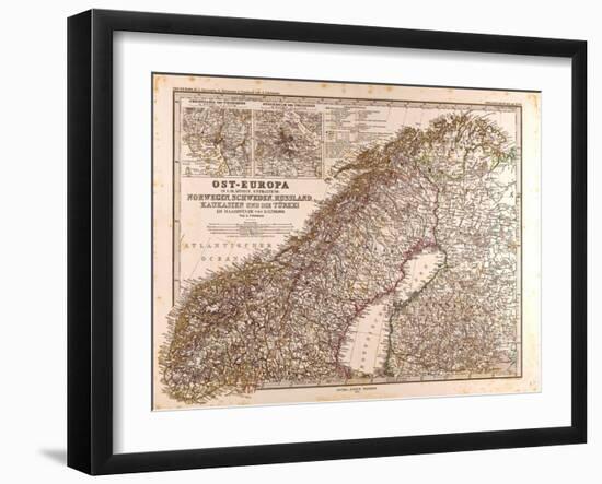 Map of Norway and Sweden, 1872-null-Framed Giclee Print
