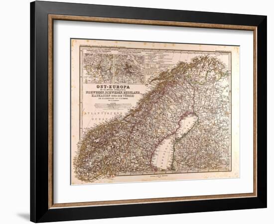 Map of Norway and Sweden, 1872-null-Framed Giclee Print