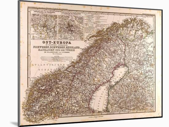 Map of Norway and Sweden, 1872-null-Mounted Giclee Print