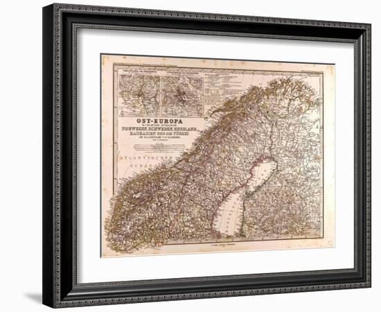 Map of Norway and Sweden, 1872-null-Framed Giclee Print