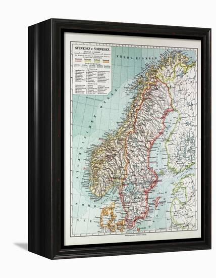 Map of Norway and Sweden 1899-null-Framed Premier Image Canvas