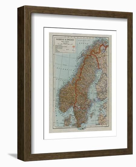 Map of Norway and Sweden, c19th century-Unknown-Framed Giclee Print