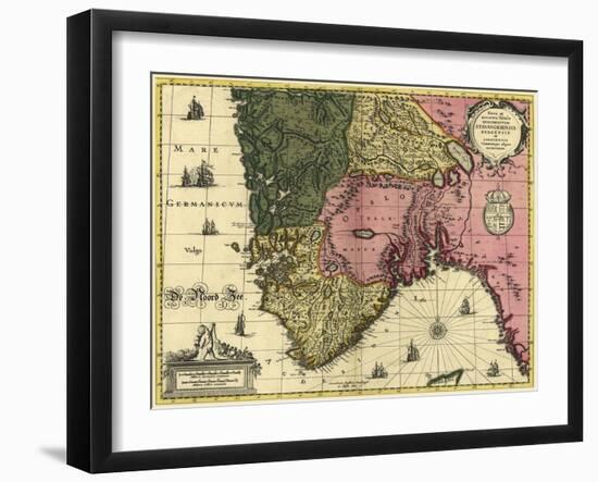 Map Of Norway-Vintage Lavoie-Framed Giclee Print