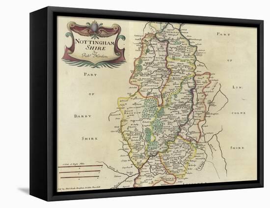 Map of Nottinghamshire-Robert Morden-Framed Premier Image Canvas