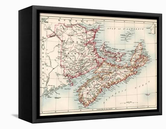 Map of Nova Scotia, Prince Edward Island, and New Brunswick, 1870s-null-Framed Premier Image Canvas