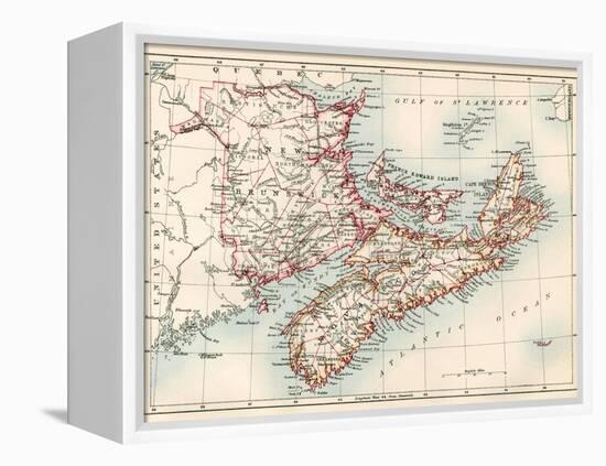Map of Nova Scotia, Prince Edward Island, and New Brunswick, 1870s-null-Framed Premier Image Canvas