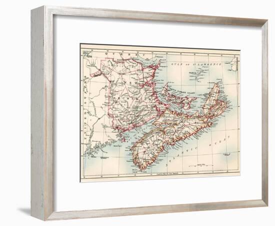 Map of Nova Scotia, Prince Edward Island, and New Brunswick, 1870s-null-Framed Giclee Print