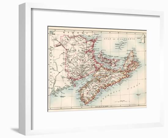 Map of Nova Scotia, Prince Edward Island, and New Brunswick, 1870s-null-Framed Giclee Print