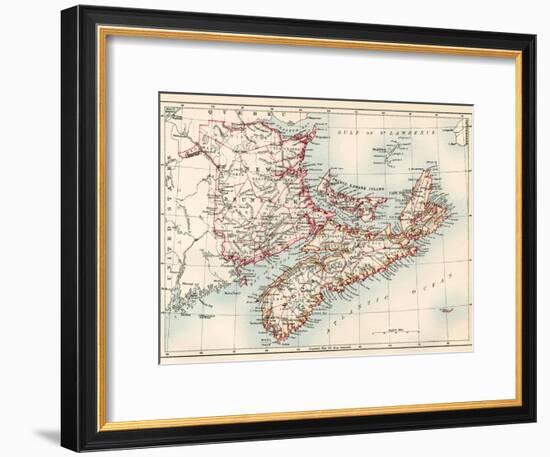 Map of Nova Scotia, Prince Edward Island, and New Brunswick, 1870s-null-Framed Giclee Print