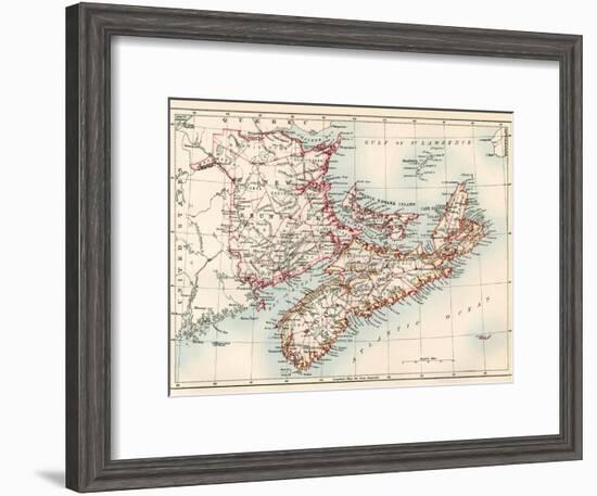 Map of Nova Scotia, Prince Edward Island, and New Brunswick, 1870s-null-Framed Giclee Print