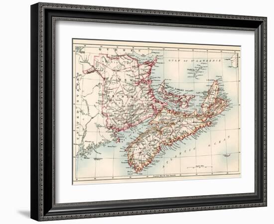 Map of Nova Scotia, Prince Edward Island, and New Brunswick, 1870s-null-Framed Giclee Print