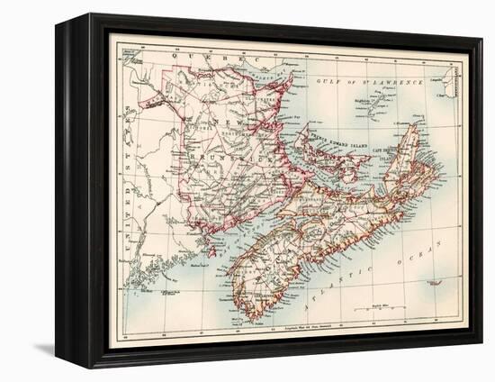 Map of Nova Scotia, Prince Edward Island, and New Brunswick, 1870s-null-Framed Premier Image Canvas