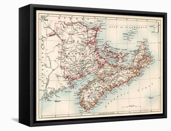 Map of Nova Scotia, Prince Edward Island, and New Brunswick, 1870s-null-Framed Premier Image Canvas